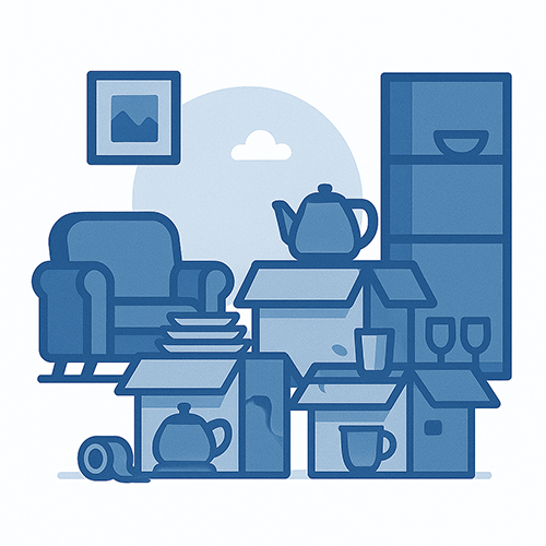 שירותי אריזה מקצועיים כולל עטיפת פריטים שבירים וסידור קרטונים